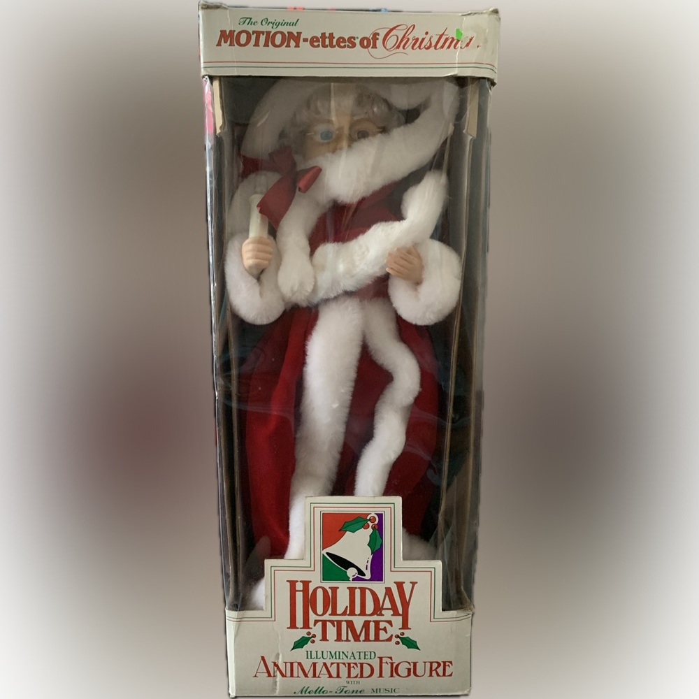 Vintage Motion-ettes Of Christmas Illuminated Animated Mrs. Santa Claus 18" NICE